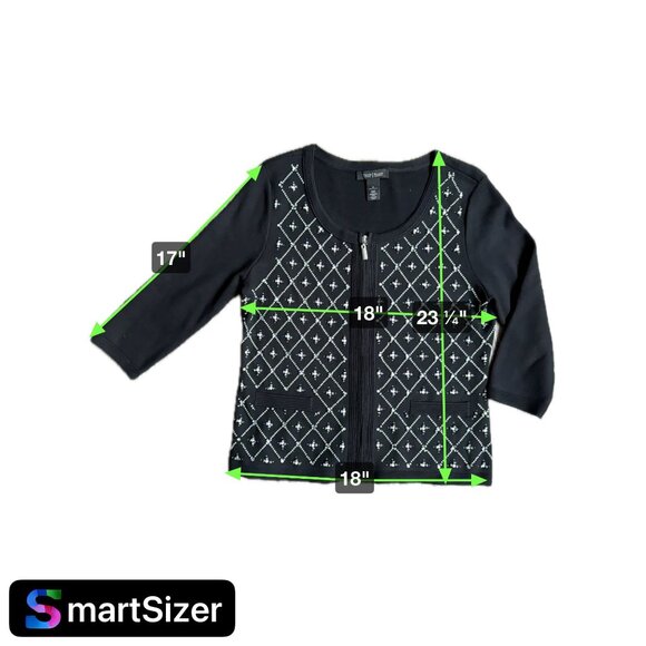 White House Black Market Embellished Knit Cardigan Zip M Beaded Whimsigoth - Picture 2 of 8